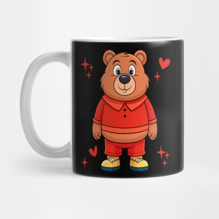Cartoon Bear in Red Cute Funny Animal Character Design Mug